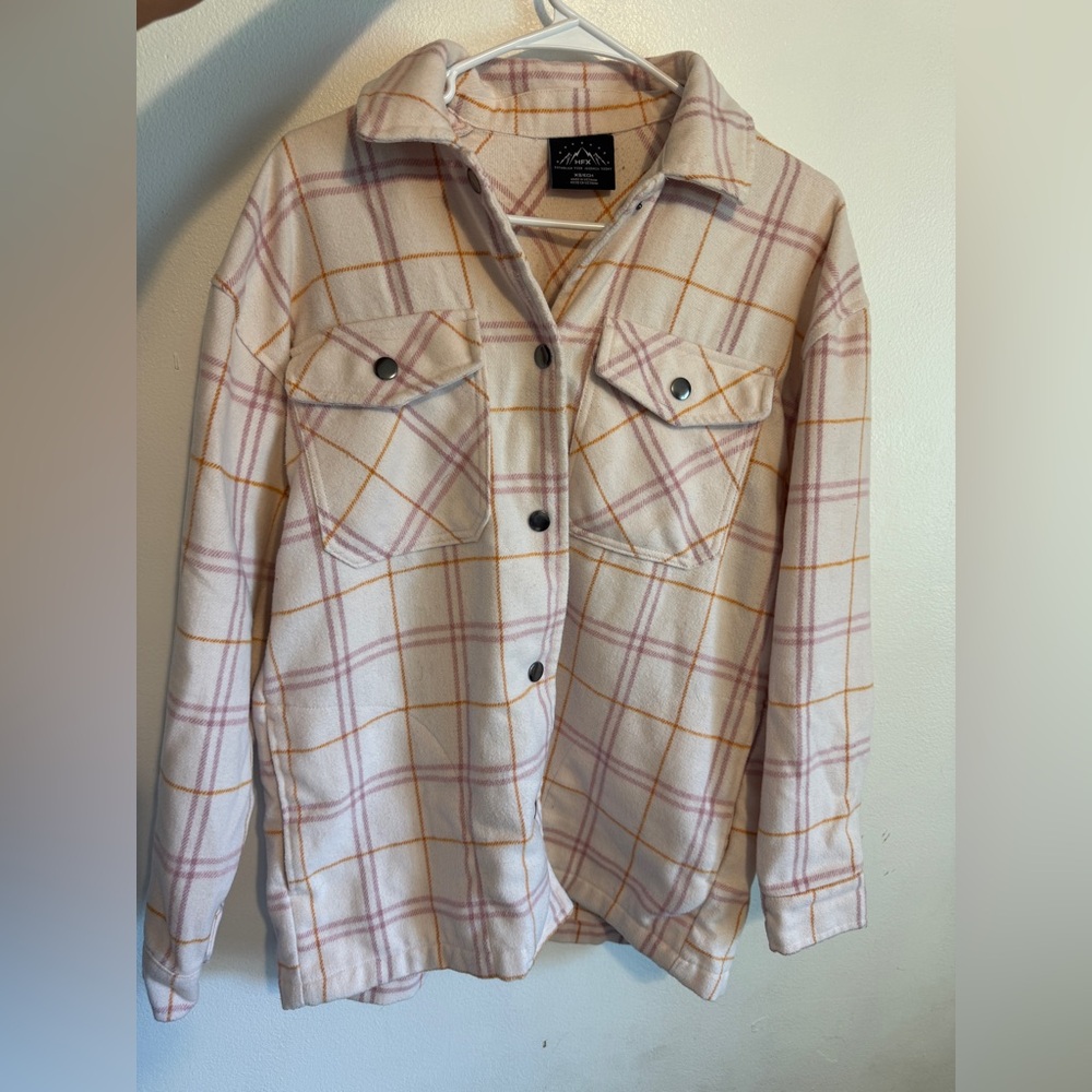 Women's Cream and Pink Plaid Jacket